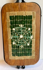 lot 452 image: Vintage Cast Iron, Wood and Tile Cutting Board