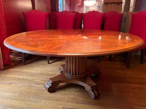 lot 473 image: Lovely Large Round Dining Room Table