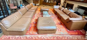 lot 383 image: Vintage Preview Leather Configurable Couch Sections and Ottomans