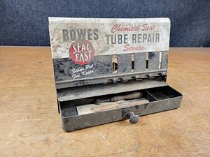 lot 2017 image: Vintage BOWES Tube Repair Store Display  Dispenser - About 13 x 9 x 5