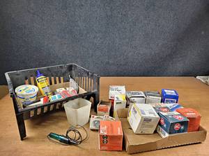lot 2029 image: Chalk Lines w Chalk, Plumb Bob, Oil Filters and More
