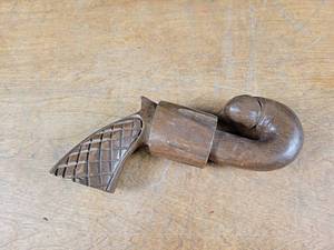 lot 2031 image: Phallic Carved Wood Gun - Overall about 8 x 5 x 2