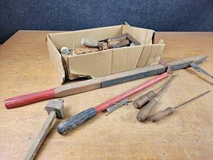 lot 2050 image: Antique Fence Stretcher, Fishing Pole, Antique Tools and More