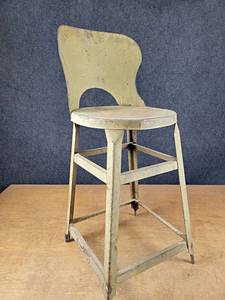 lot 2057 image: Vintage Metal Stool - Seat is about 21 High - NO SHIPPING