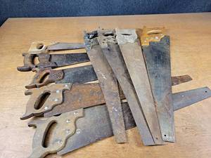 lot 2063 image: Lot of (9) Vintage Hand Saws