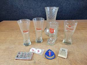 lot 2075 image: Assorted Beer Glasses, Oil Advertising and More