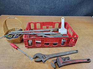 lot 2079 image: Diamond T 15 Adjustable Wrench, RIDGID 12 Pipe Wrench and More