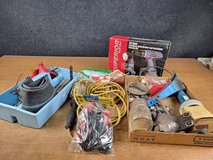 lot 2120 image: New in Box 18V Cordless Drill, Tools and Garage Items