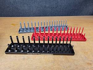 lot 2149 image: (3) New Hansen Socket Trays - Metric & Standard for 12 Drive Sockets