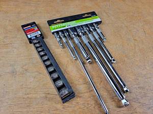 lot 2156 image: New Pittsburgh Wobble Extension Set and New Craftsman 14 Drive Standard Socket Set