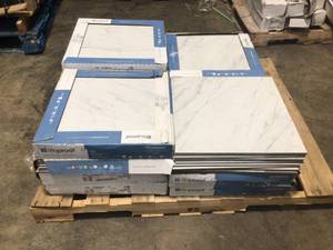 Pallet of 12 Boxes of Carrara 18 in. x 18 in. Glazed Porcelain Floor and Wall Tile (17.6 sq. ft.  case) by Lifeproof Customer Returns See Terms on Auction