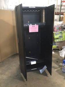 Heavy Duty Welded 20-Gauge Steel Freestanding Garage Cabinet in Black (36 in. W x 81 in. H x 24 in. D) by Husky Damage Customer Returns See Terms on Auction