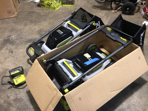 Lot of 2 Husky  40V HP Brushless 20 in. Cordless Electric Battery Walk Behind Self-Propelled Mower with 6.0 Ah Battery and Charger Customer Returns See Terms on Auction