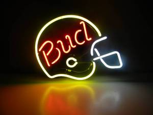 lot 5 image: VINTAGE 1991 Anheuser-Busch BUD BEER FOOTBALL HELMET NEON LIGHT - WORKS - NICE - APPROX 20 By 17 - SEE PICTURES