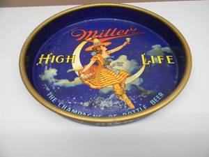 lot 20 image: VINTAGE MILLER HIGH LIFE 13 Serving Tray THE CHAMPAGNE OF BOTTLE BEER #303 - OLD SCHOOL COOL PIECE - SEE PICTURES