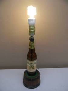 lot 27 image: VINTAGE CUSTOM OLYMPIA BEER BOTTLE LAMP  12 BARREL - VERY COOL ORIGINAL PIECE - WORKS - NICE - APPROX 15 - SEE PICTURES