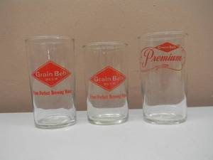 lot 54 image: (3) VINTAGE GRAIN BELT BEER GLASSES - VARIOUS - NICE - SEE PICTURES