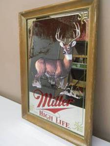 lot 60 image: VINTAGE FIRST EDITION MILLER HIGH LIFE SPORTSMEN SERIES MINNESOTA  DEER - GREAT PIECE - APPROX 16 By 21 - SEE PICTURES
