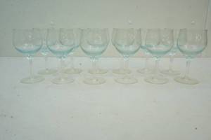 lot 129 image: stemmed light blue goblet twisted stem glasses