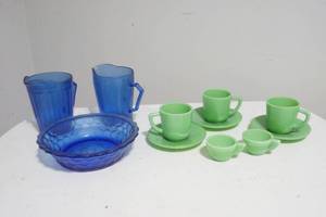 lot 244 image: slag glass dishes