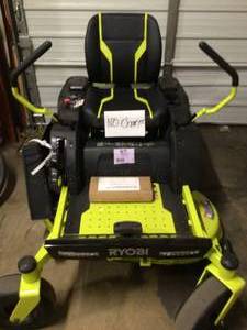 Ryobi 42 in. 100 Ah Battery Electric Riding Zero Turn Mower no charger customer returbn see pictures