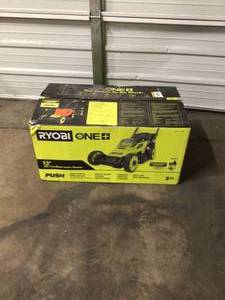 ONE 18V 13 in. Cordless Battery Walk Behind Push Lawn Mower with Battery and Charger customer return