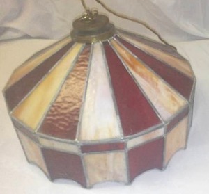 lot 391 image: 16 In. Hanging Colored Shade and Lead Light.
