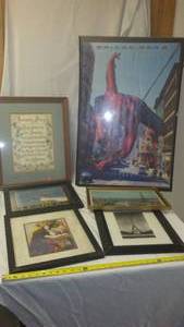 lot 421 image: Artwork Variety - Spider Man, Paris, Eiffel Tower, Serenity Prayer and More