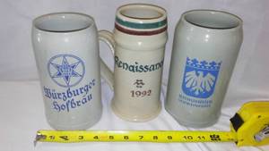 lot 578 image: (3) Authentic Stoneware Steins