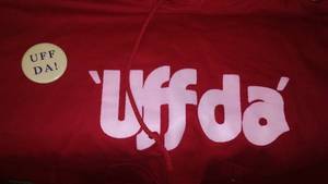 lot 588 image: Uff Da Hoodie & Pin - Large - Like New.