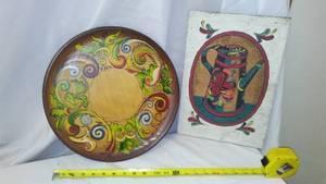 lot 595 image: Hand Painted Scandinavian Wood Pieces.