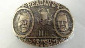lot 637 image: Reagan Bush 1984 BELT BUCKLE