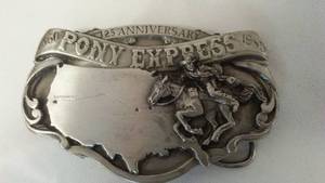 lot 640 image: Pony Express BELT BUCKLE 125 Anniversary