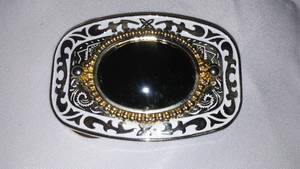 lot 644 image: Black Cameo Belt Buckle