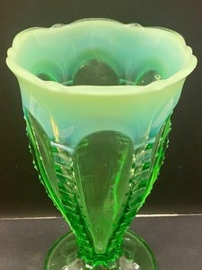 lot 17 image: Antique Jefferson Green Opalescent Vase