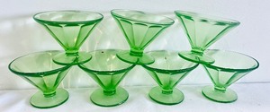 lot 213 image: 7 Vintage Uranium Glass Sherbet Cups