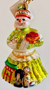 lot 230 image: Christopher Radko Snowmo Arigato Ornament with Box and Tag