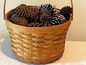 lot 157 image: Large Longaberger Basket with Pinecones