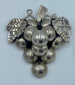 lot 382 image: Two Vintage Sterling Grape Motif Brooches
