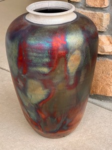 lot 22B image: Stunning Raku Pottery Vase by Phil Welsh