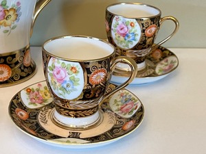 lot 247 image: Vintage Hand Painted Nippon Teapot and Demitasse Cups and Saucers