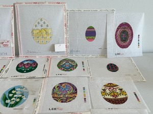 lot 444 image: (19) Fun Needlepoint Stitch Guides of Decorative Egg Patterns