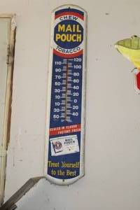 lot 512 image: Mail Pouch Chew Tobacco Metal Wall-Mount Thermometer