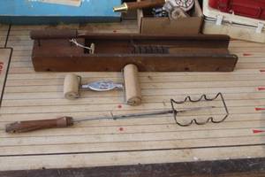 lot 661 image: Vintage Vegetable Slicer, PastryPizza Roller, Camp Fire Hot Dog Cooker