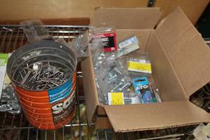 lot 704 image: Lot of (1 Box) Assorted Fasteners - Screws, Bolts, Nails, Misc. Fasteners