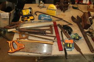 lot 731 image: Hand Tools - Rasps, Saws, Pry Bar, Files, Bit Set, Levels, T-Level, Irwin Bit Set, Misc. Tools