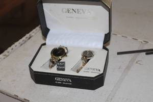 lot 487 image: Geneva Classic Collection Watch Set - Mens and Womens Wrist Watch