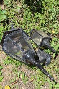 lot 801 image: Lot of (2) Vintage Metal Outdoor Lamps