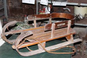 lot 854 image: Vintage Boundary Waters Wooden Snow Sled