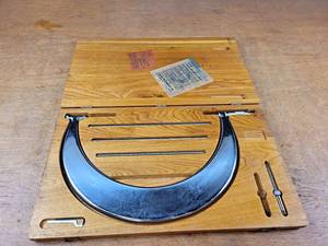 lot 2223 image: TUMICO 12 Micrometer in Wood Case - Part No. M-012 1527, Made in St. James MN